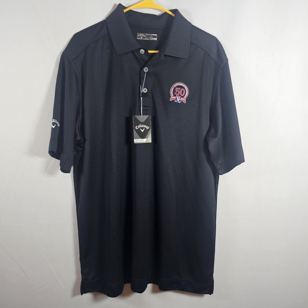 NWT Callaway Polo Shirt Moisture Wicking Wrinkle Resistant  Size Large Black